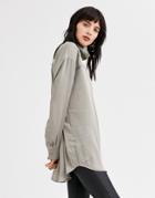 Weekday Moira Blouse In Mole-gray