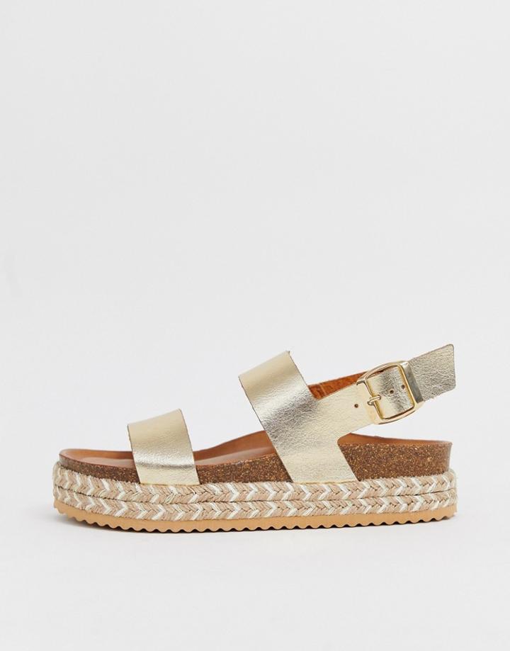 Aldo Ruryan Leather Espadrille Sandals In Gold