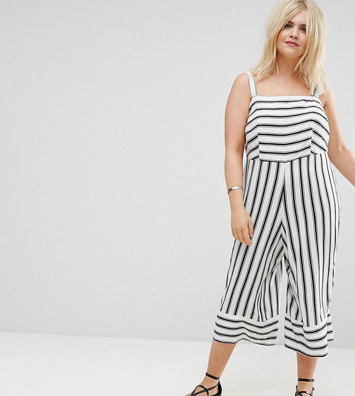 New Look Curve Stripe Jumpsuit - White