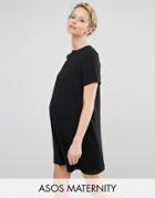 Asos Maternity Shift Dress With Chiffon Overlay - Black