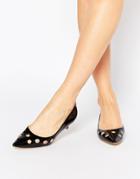 London Rebel Smile Mid Heeled Shoes - Black Patent