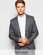 Selected Homme Exclusive Multi Color Check Blazer In Skinny Fit - Gray