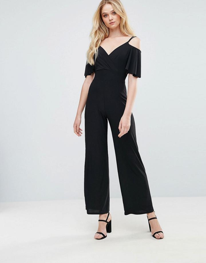 Love Cross Over Front Jumpsuit - Black