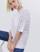 Asos Design T-shirt In Super Oversized Fit In Chunky Stripe-purple