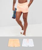 Asos Swim Shorts In White & Bright Orange Super Short 2 Pack Save - Multi