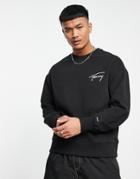 Tommy Jeans Signature Logo Relaxed Fit Sweatshirt In Black