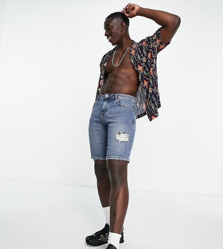 Asos Design Relaxed Revere Aztec Stripe Shirt In Navy