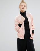 Monki Velvet Bomber Jacket - Pink