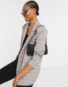 Urban Threads Oversized Double Breasted Blazer In Heritage Check-multi