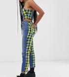 Reclaimed Vintage The '89 Slim Tapered Leg Jean With Blocked Check Back Print - Blue