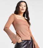 As You Square Neck Rib Top In Tan-brown