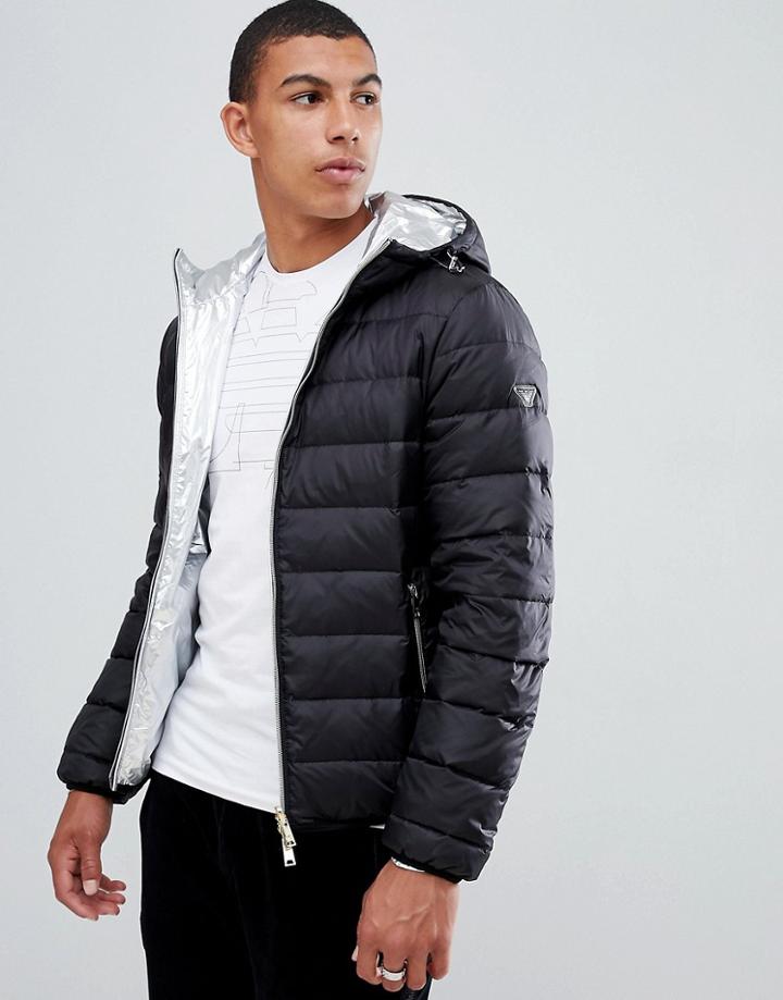 Emporio Armani Down Padded Reversible Jacket In Black - Black