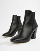 Asos Design Evita Leather Chelsea Boots - Black