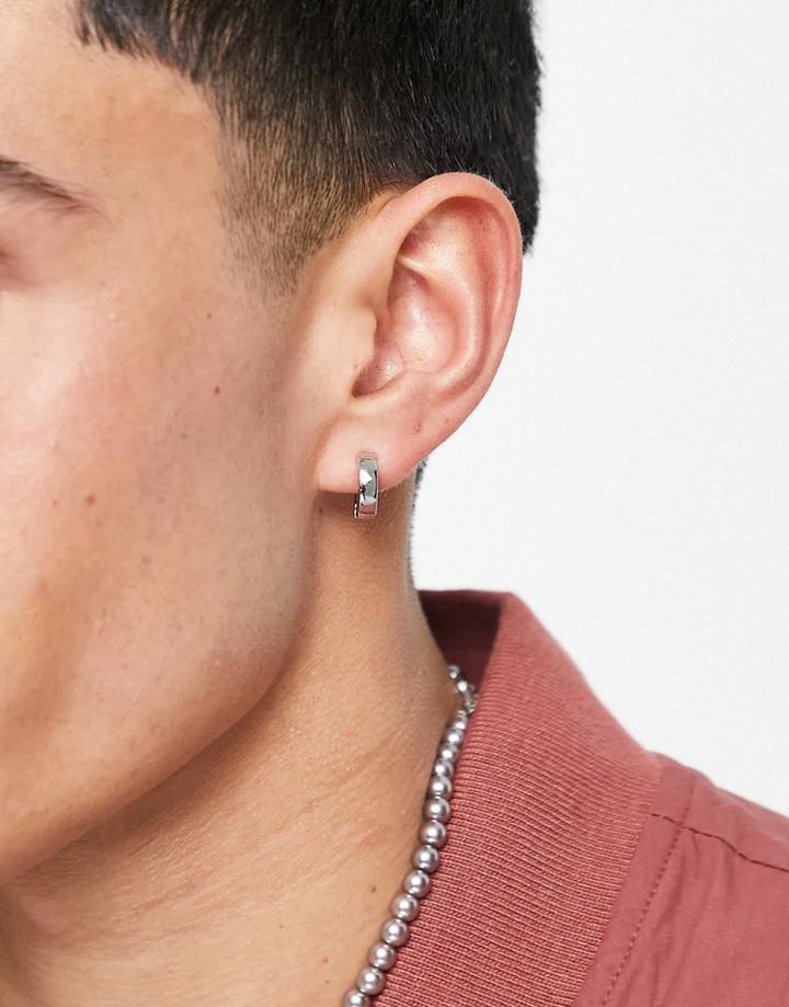Asos Design Faux Clip On Hoop Earrings In Silver Tone