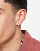 Asos Design Faux Clip On Hoop Earrings In Silver Tone