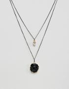 Asos Necklace Pack With Black Pendant - Black