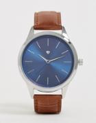 Spirit Design Mens Watch With Tan Strap And Blue Dial