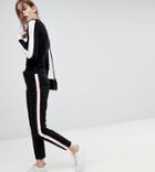 Asos Cigarette Pants With Side Piping - Black