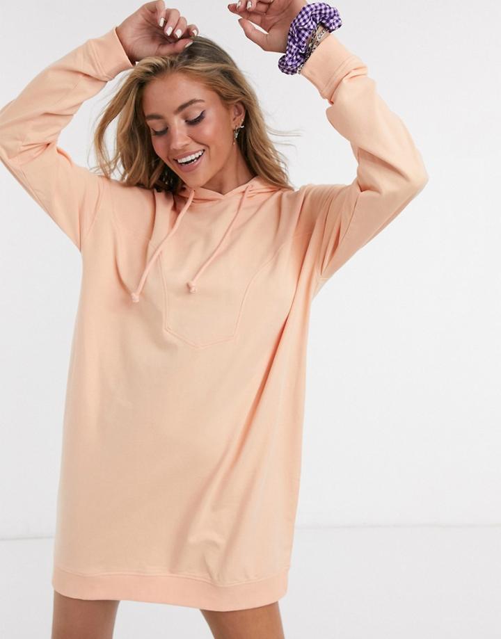 Noisy May Hoodie Dress In Apricot-orange