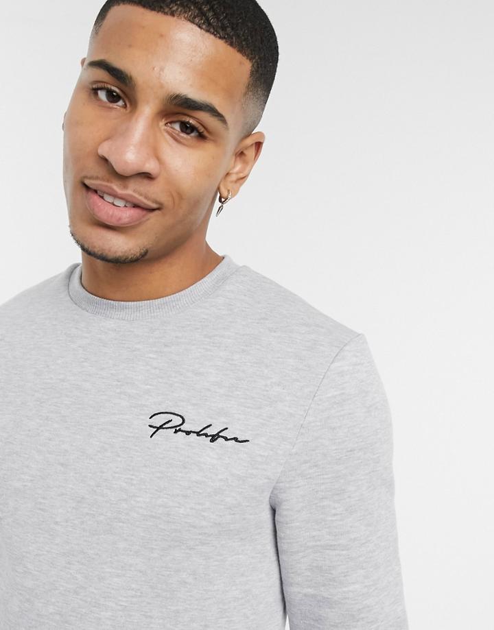 River Island Prolific Muscle Fit Sweatshirt In Gray-grey