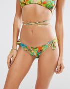 Asos Paradise Tropical Print Tie Bikini Bottom - Paradise Print