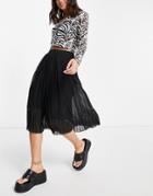 Na-kd Pleated Midi Skirt In Black