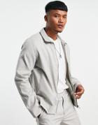 Asos Design Coordinating Smart Track Jacket In Stone Texture-neutral