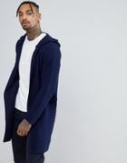 Asos Knitted Textured Parka Jacket In Navy - Navy