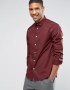 Asos Smart Shirt In Burgundy In Regular Fit - Red