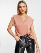 Vero Moda Sleeveless V Neck Tank Top In Tan-brown