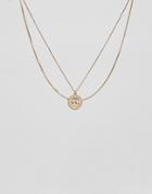 Monki Coin Pendant Necklace In Gold - Gold