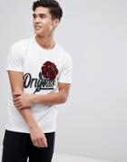 Jack & Jones Originals T-shirt With Rose Print - White