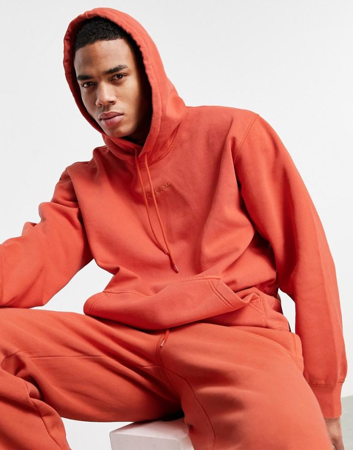 Adidas Originals Premium Sweats Overdyed Hoodie In Burnt Orange