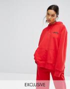 Ellesse Oversized Boyfriend Hoodie With Contrast Logo - Red