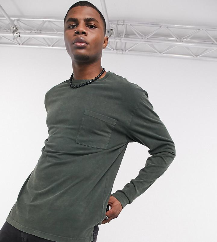Reclaimed Vintage Long Sleeve Pocket T-shirt In Green