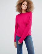 Monki Knitted Sweater With Rib - Pink