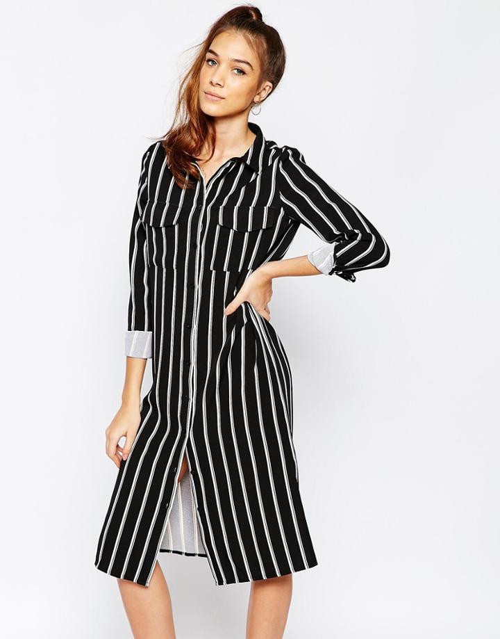 Daisy Street Stripe Shirt Dress - Multi