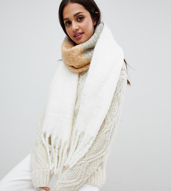 Stitch & Pieces Blush Brushed Check Tassel Scarf - Pink
