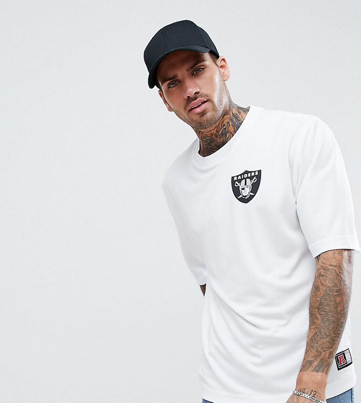 Majestic Oversized Raiders Mesh T-shirt In White - White