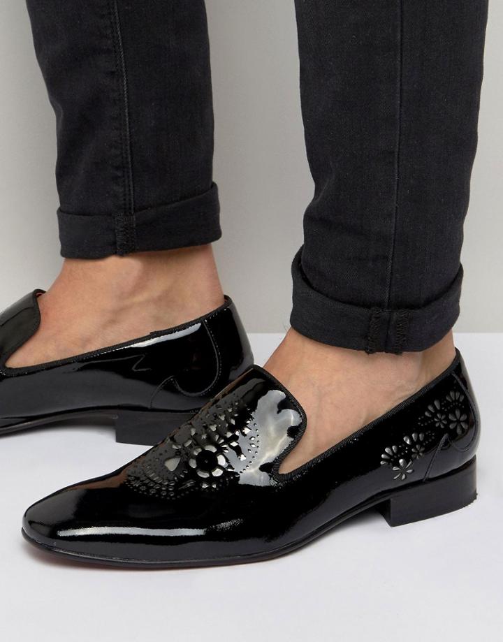 Jeffery West Yung Skull Patent Smart Loafers - Black