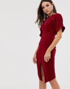 Asos Design Wiggle Midi Dress-red