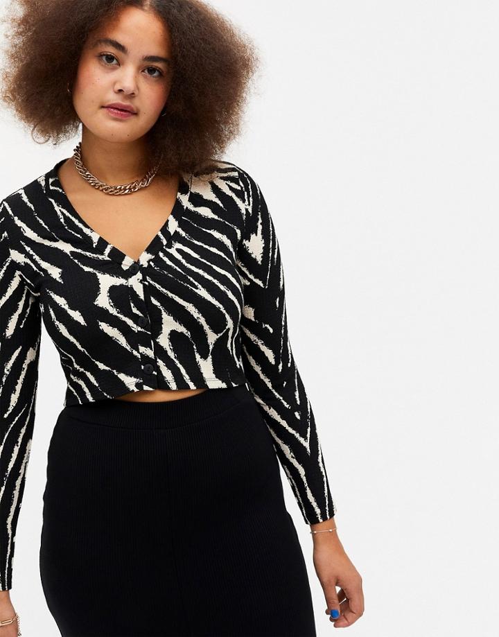 Monki Esther Cardigan In Zebra Print-multi