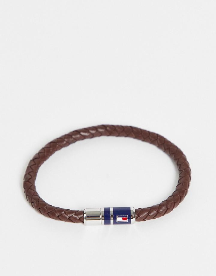 Tommy Hilfiger Mens Magnetic Leather Bracelet In Brown 2790295