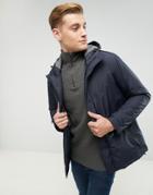 Esprit Hooded Coat With Concealed Placket - Navy