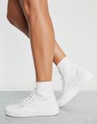 Kaltur High Top Sneakers In White Canvas - White