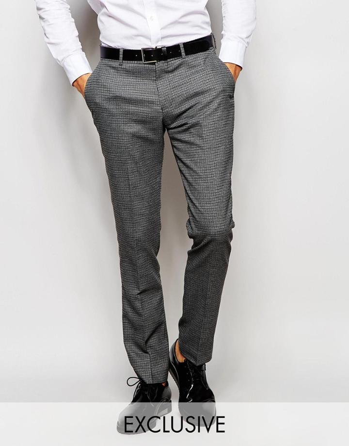 Selected Homme Exclusive Houndstooth Pants In Skinny Fit - Gray