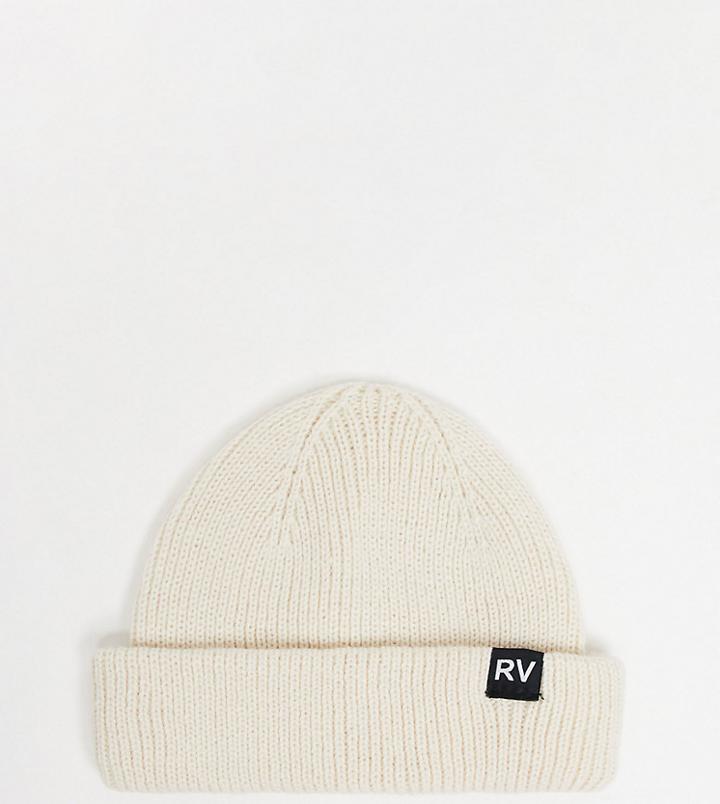 Reclaimed Vintage Inspired Unisex Logo Fisherman Beanie In Ecru-white