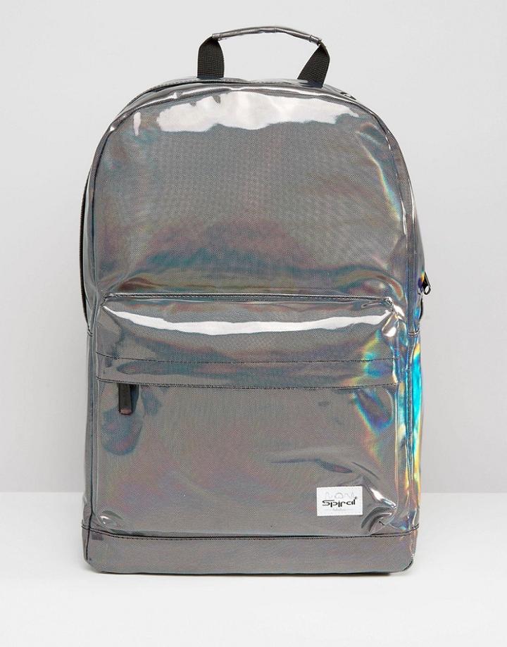 Spiral Metallic Backpack In Silver - Silver