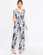 Uttam Boutique Clematis Print Wrap Front Jumpsuit - Gray