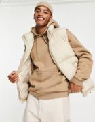 Topman Recycled Puffer Vest In Stone-neutral